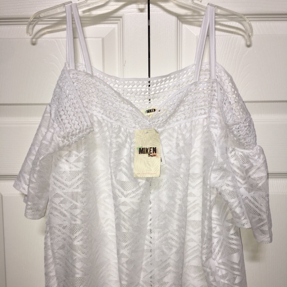 🆕🏖SWIM SUIT-COVER UP. WHITE MESH. WEAR STRAPS UP OR DOWN. BRAND NEW. - Picture 4 of 6